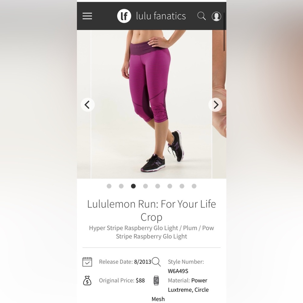 Lululemon Raspberry and Plum Cropped Leggings
